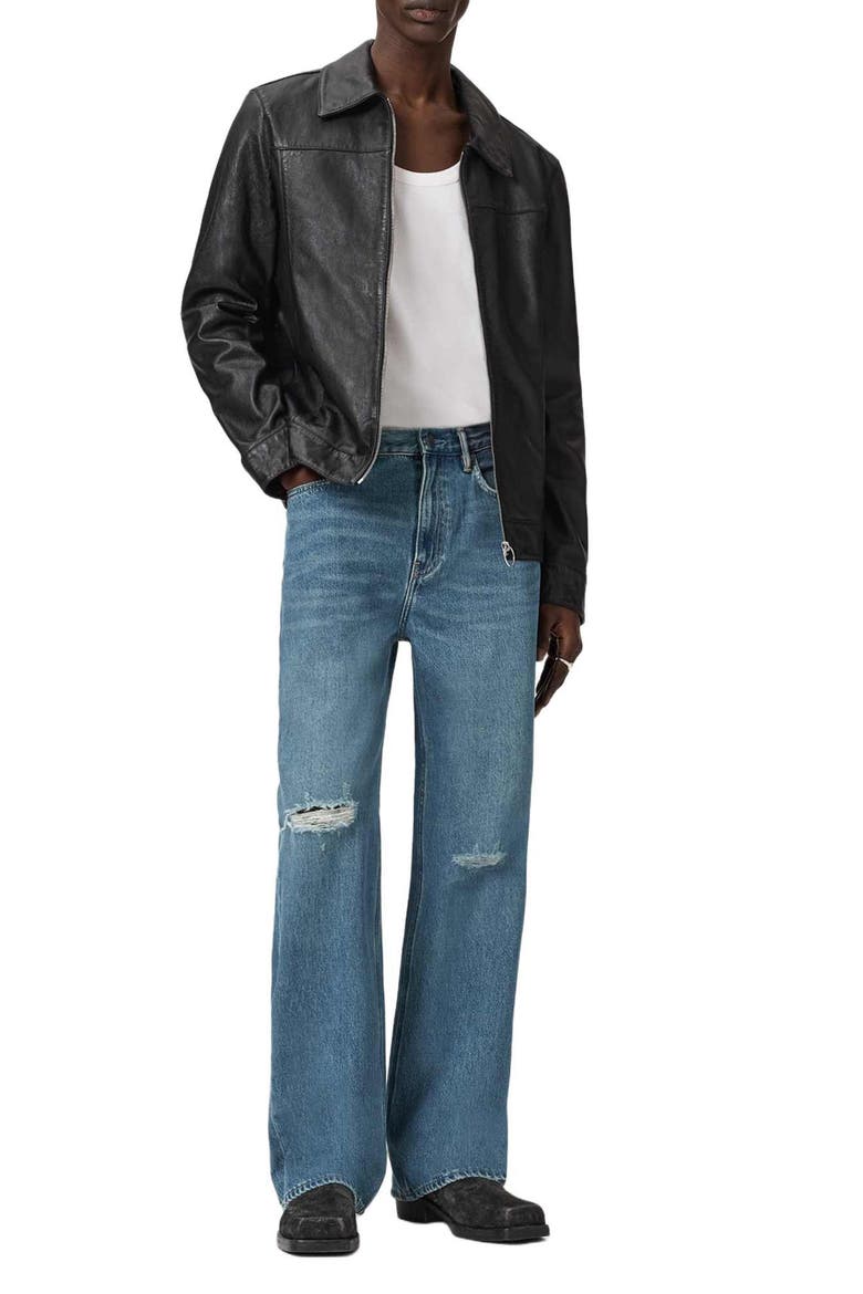 Lenny Loose Fit Ripped Straight Leg Jeans, Alternate, color, DESTROY MID INDIGO