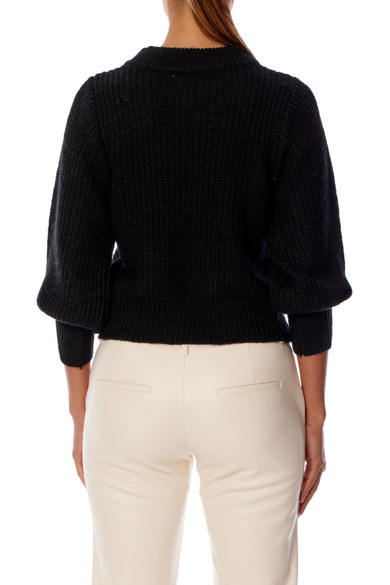 Dee Puff Sleeve Shaker Stitch Sweater, Alternate, color, BLACK