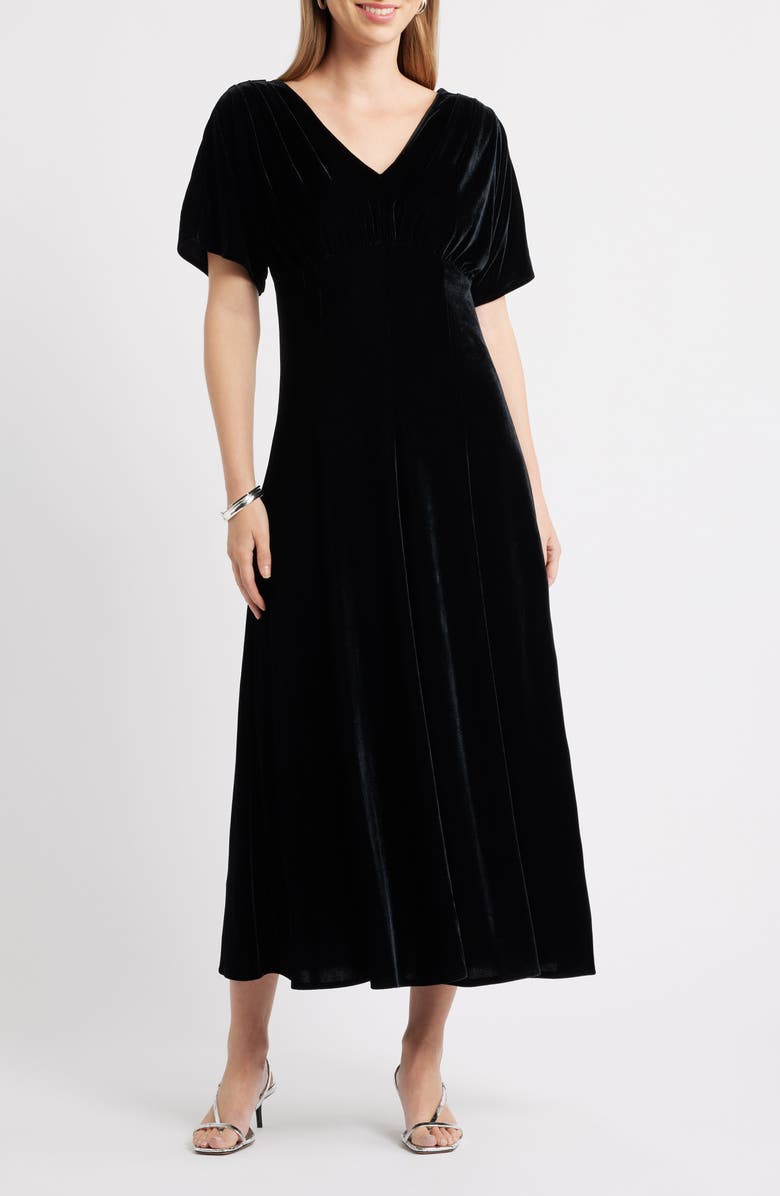 Chelsea28 Velvet V-Neck Maxi Dress, Main, color, Black