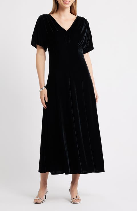 Velvet V-Neck Maxi Dress