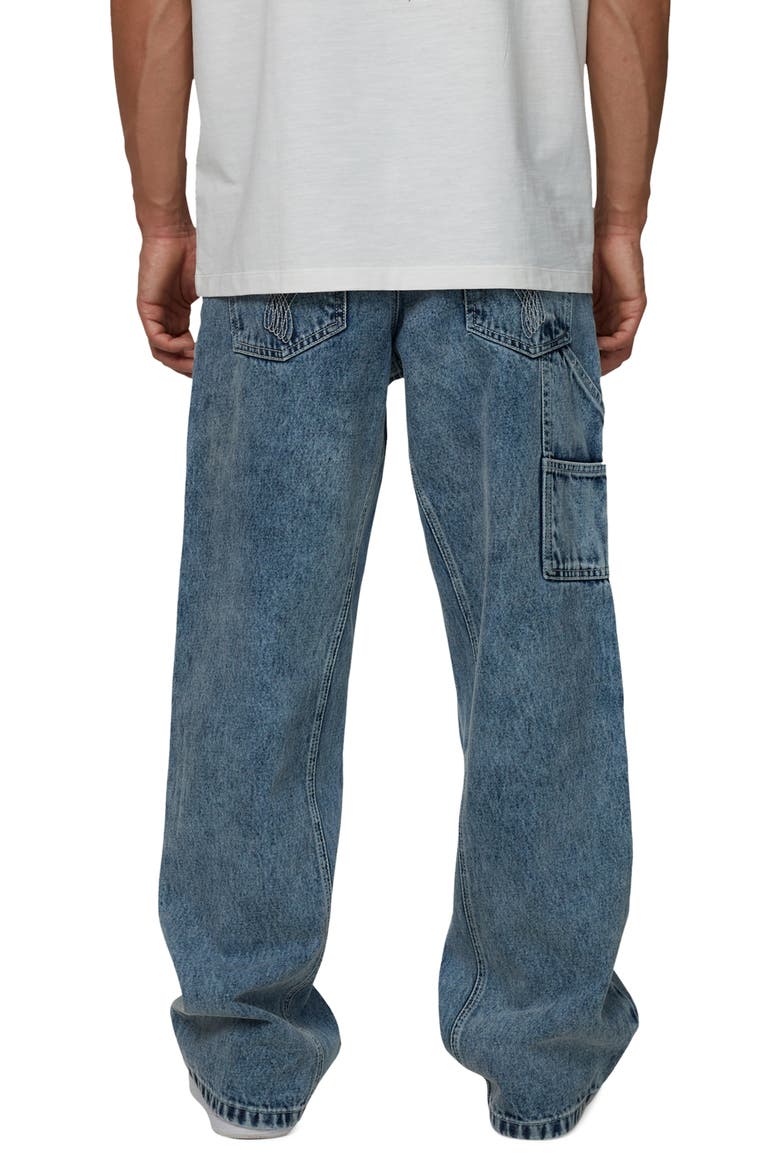 Straight Leg Double Knee Wash Jeans, Alternate, color, Blue