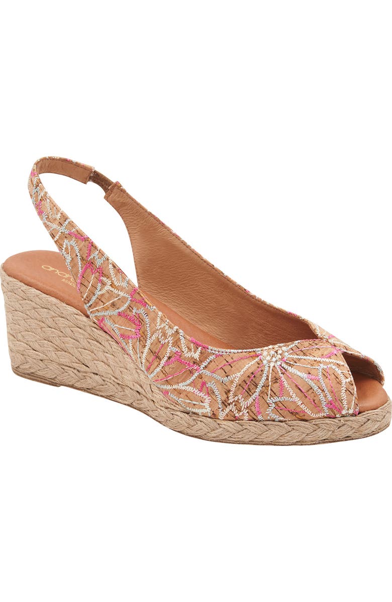 André Assous Audrey Slingback Peep Toe Espadrille Wedge Sandal, Main, color,