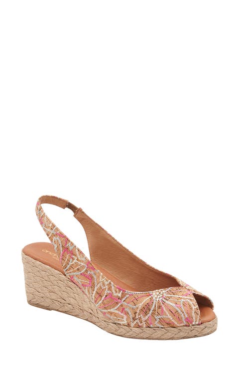 Audrey Slingback Peep Toe Espadrille Wedge Sandal (Women)