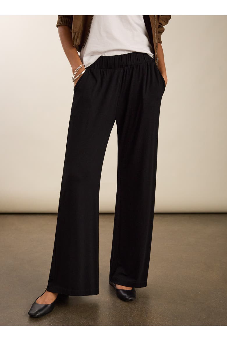 Palazzo Straight Leg Trousers, Alternate, color, Caviar Black