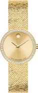 Movado Museum Velura Lab Grown Diamond Mesh Strap Watch, 25mm