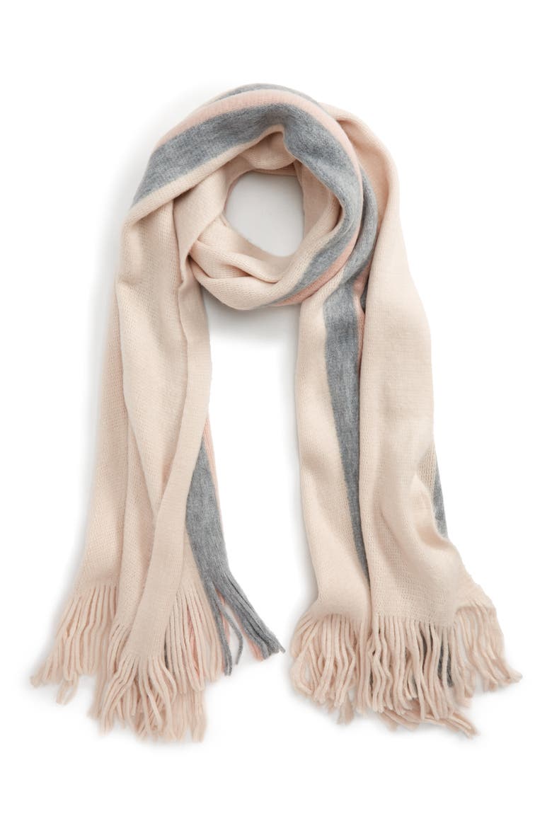 Center Stripe Oblong Scarf, Main, color, IVORY MULTI