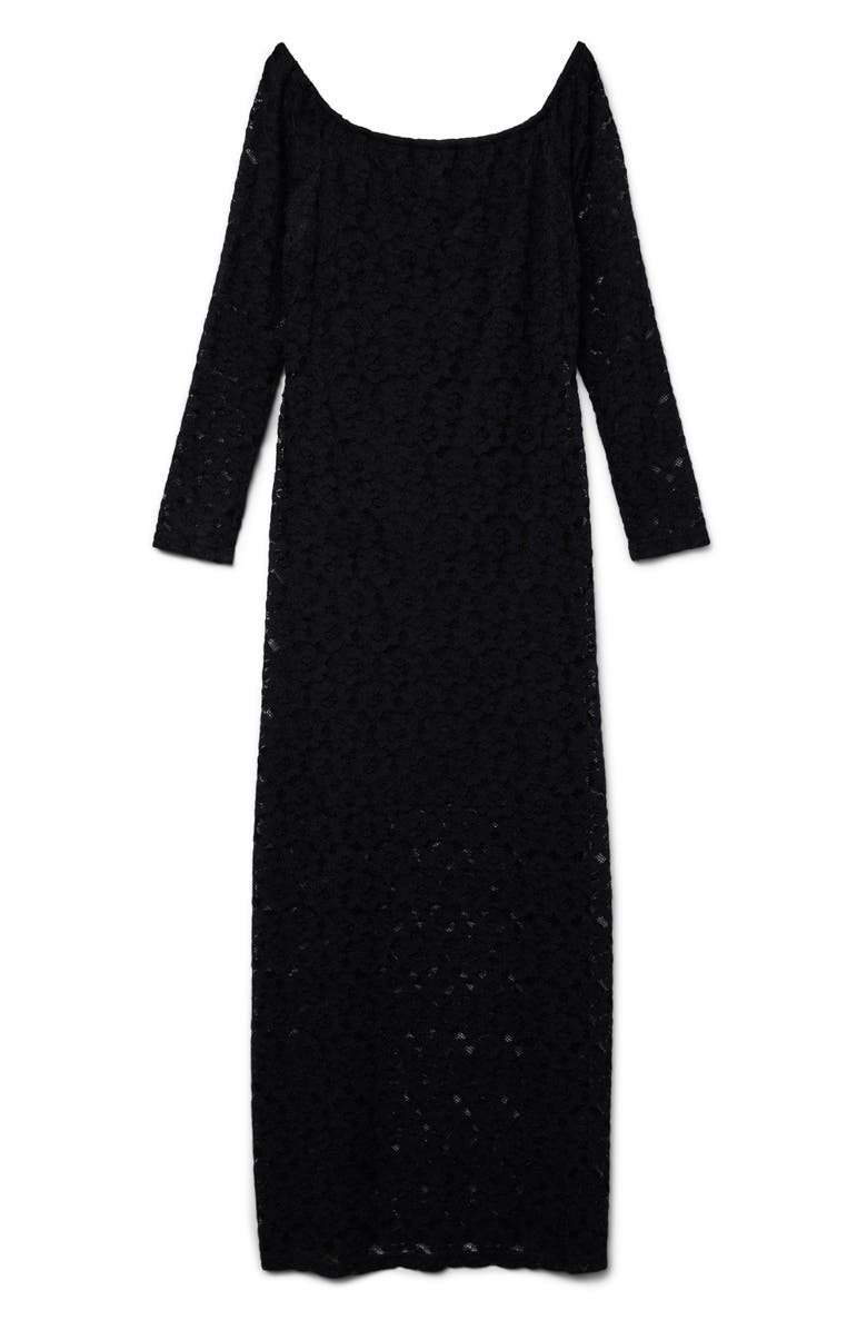 VERO MODA Riri Off the Shoulder Long Sleeve Lace Maxi Dress, Alternate, color, Black