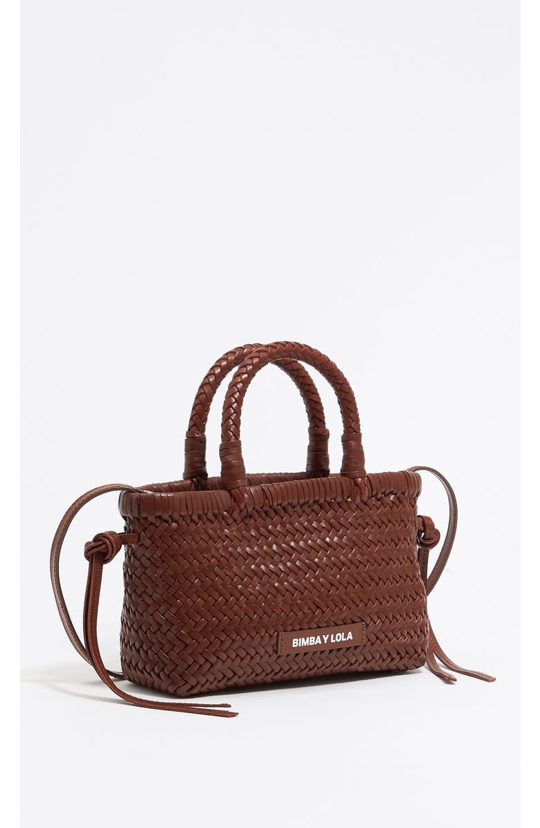 Bimba y Lola Plaited Leather Mini Bag, Main, color, Nut