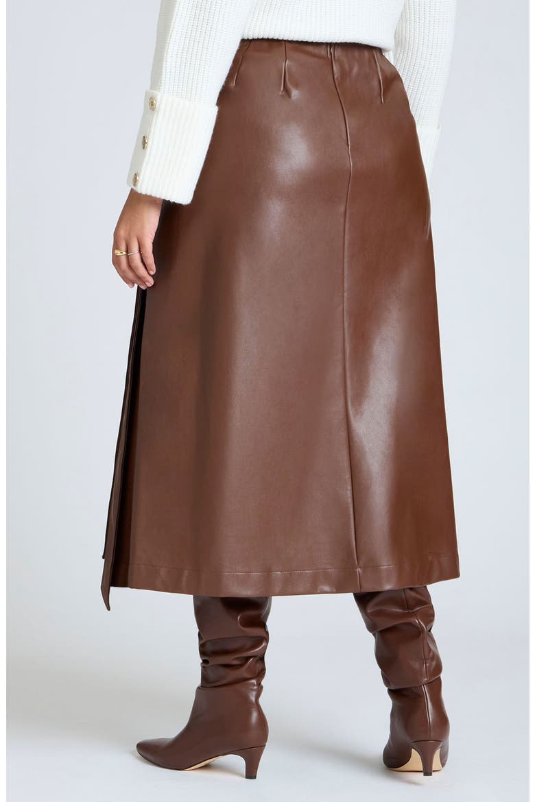 Double Belted Faux Leather Skirt, Alternate, color, ROCKY ROAD