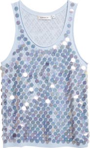 ZANKOV Lutecia Pointelle Knit Paillette Merino Wool & Cashmere Sweater Tank
