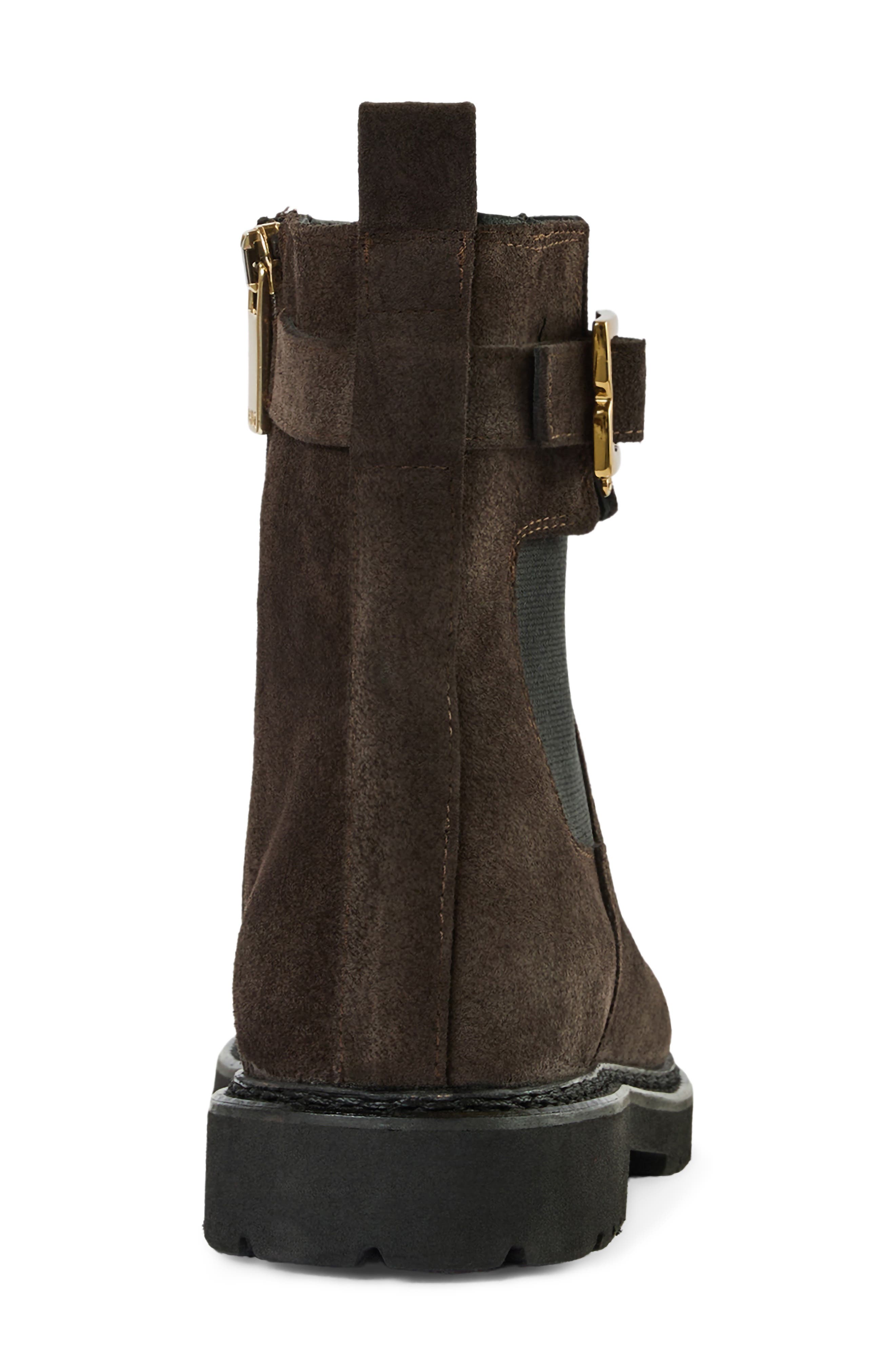 Moneta Leather Ankle Bootie, Alternate, color, DARK BROWN SUEDE