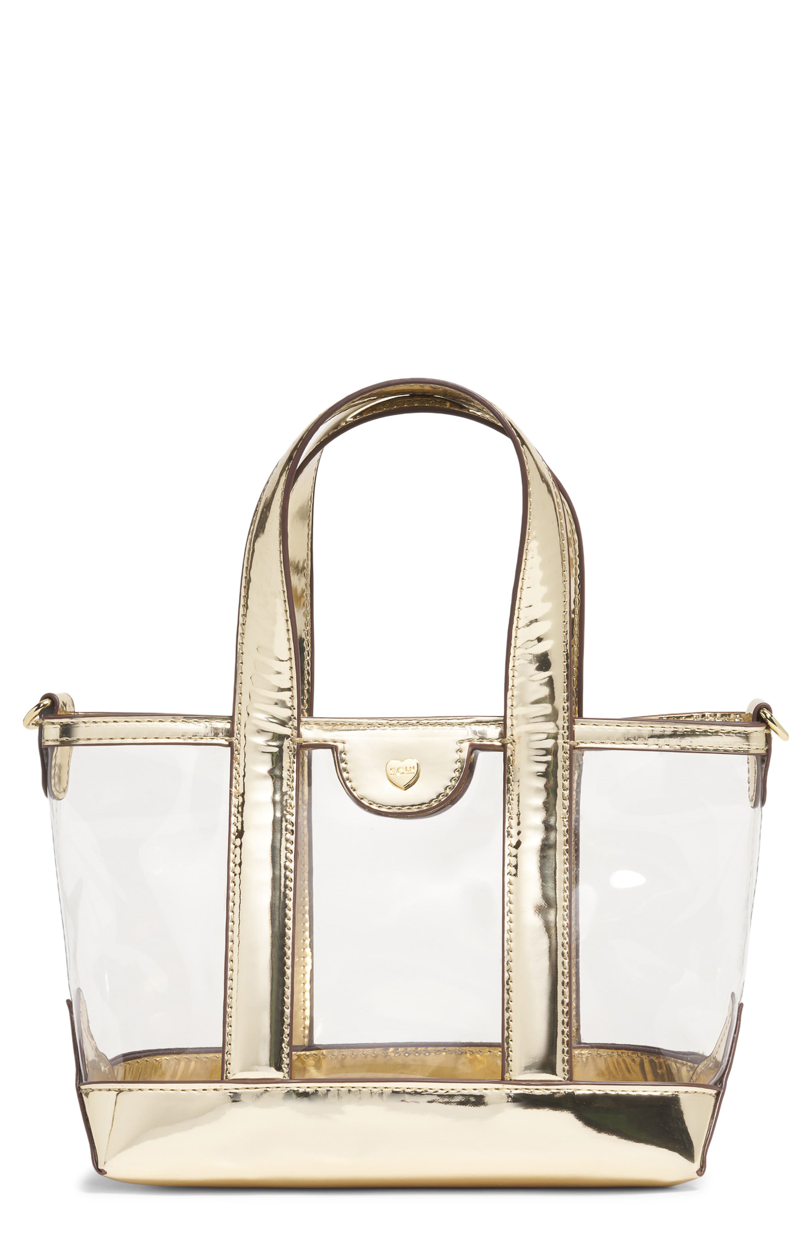 Stoney Clover Lane Mini Metallic Clear Vinyl Tote, Main, color, Gold Metallic