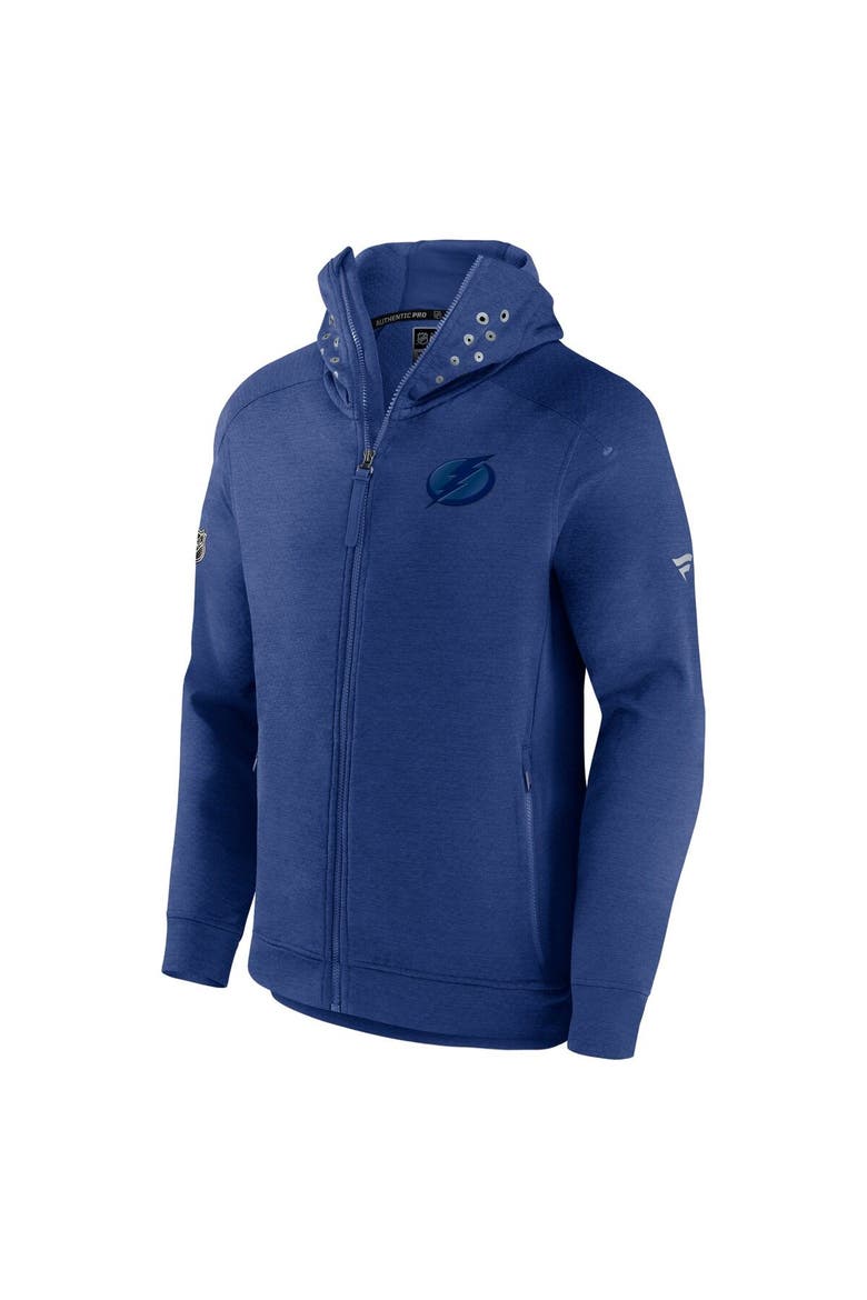 Men's Fanatics Branded Heather Blue Tampa Bay Lightning Authentic Pro Road Tech Full-Zip Hoodie Jacket, Alternate, color, Blue