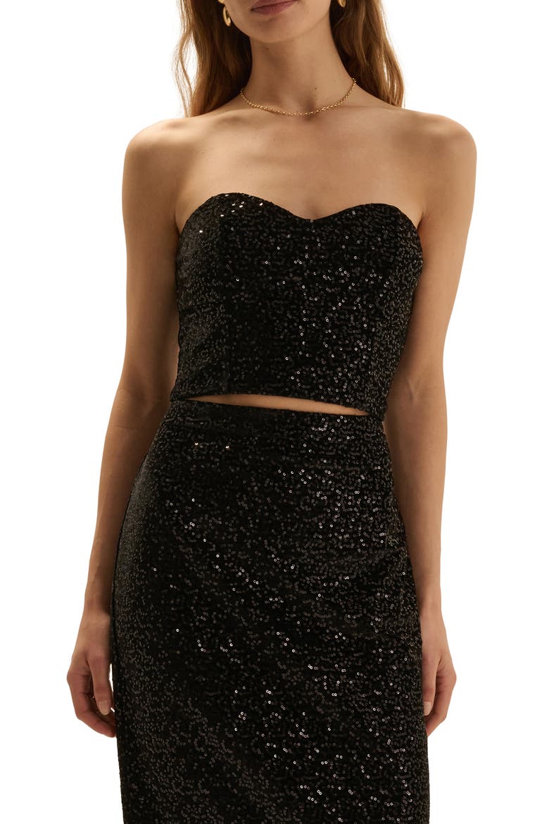 The Out of Your League Sequin Bustier, Main, color, PARTY BLACK