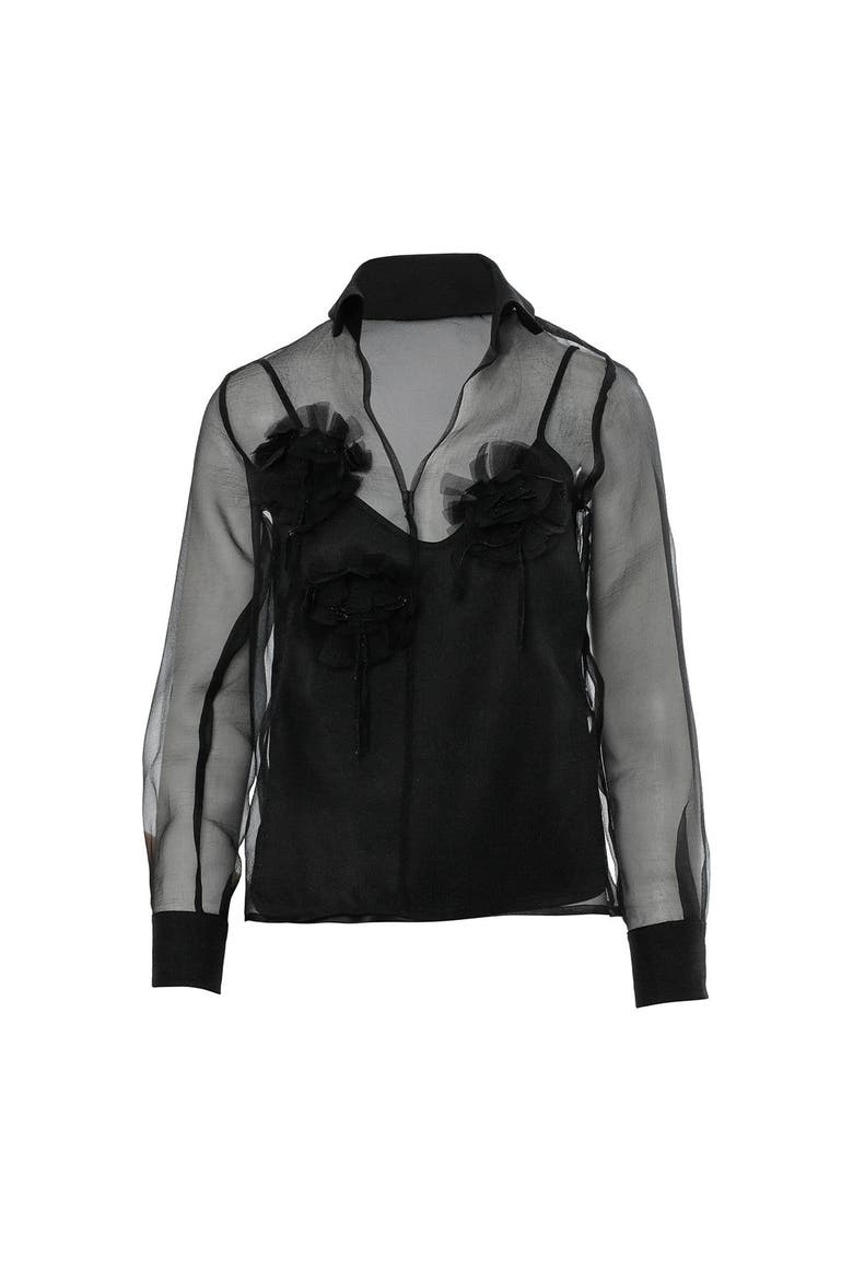 Self-Lined Lightweight Black Chiffon Shirt, Main, color, Black