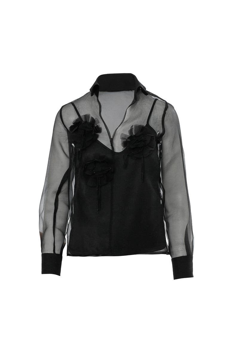 Gizia Self-Lined Black Chiffon Shirt, Main, color, Black