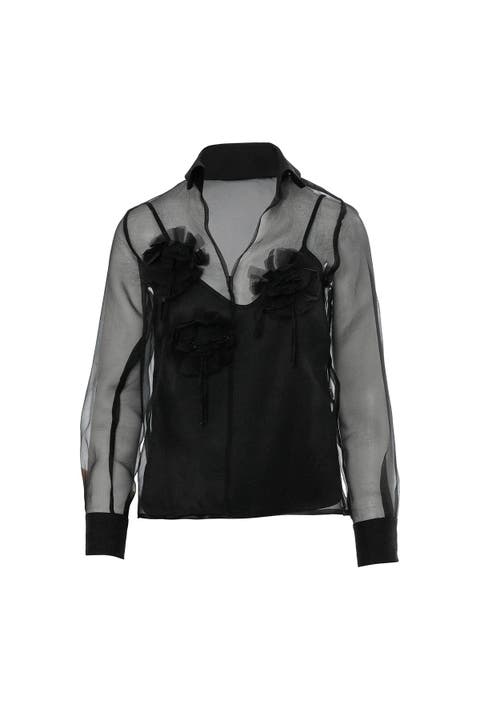 Self-Lined Black Chiffon Shirt