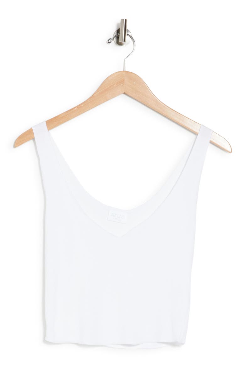 Notch Neck Raw Edge Tank Top, Alternate, color, WHITE