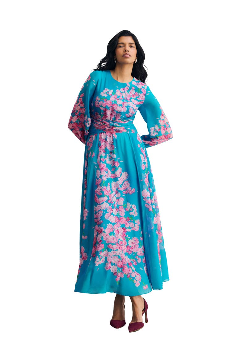 Portofino Silk Chiffon Dress, Main, color, Blue