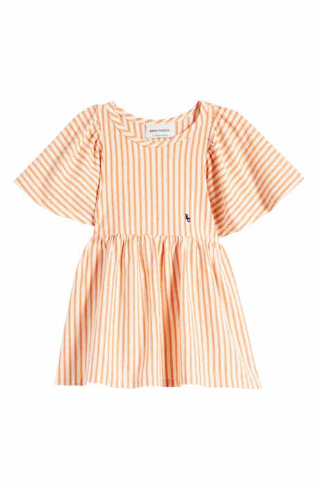 Bobo Choses Kids' Vertical Stripe Ruffle Sleeve Dress