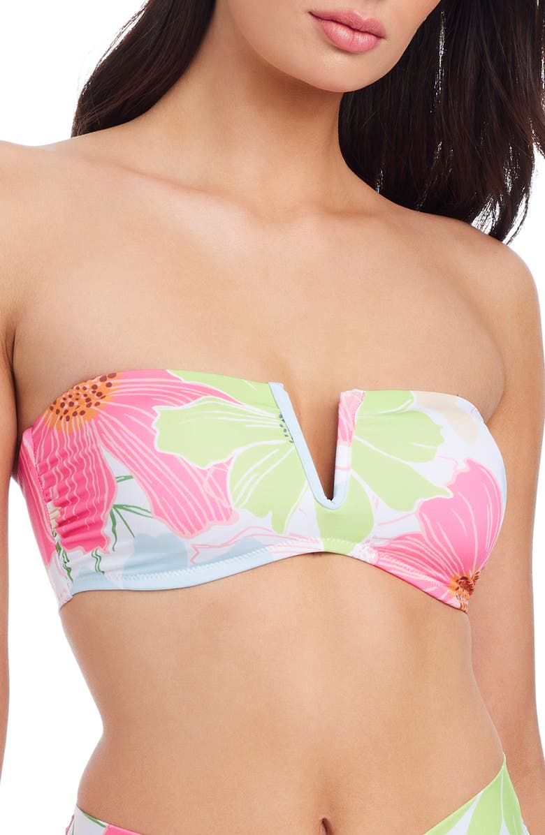 Sanctuary Charming Floral V-Wire Bandeau Bikini Top, Alternate, color, 