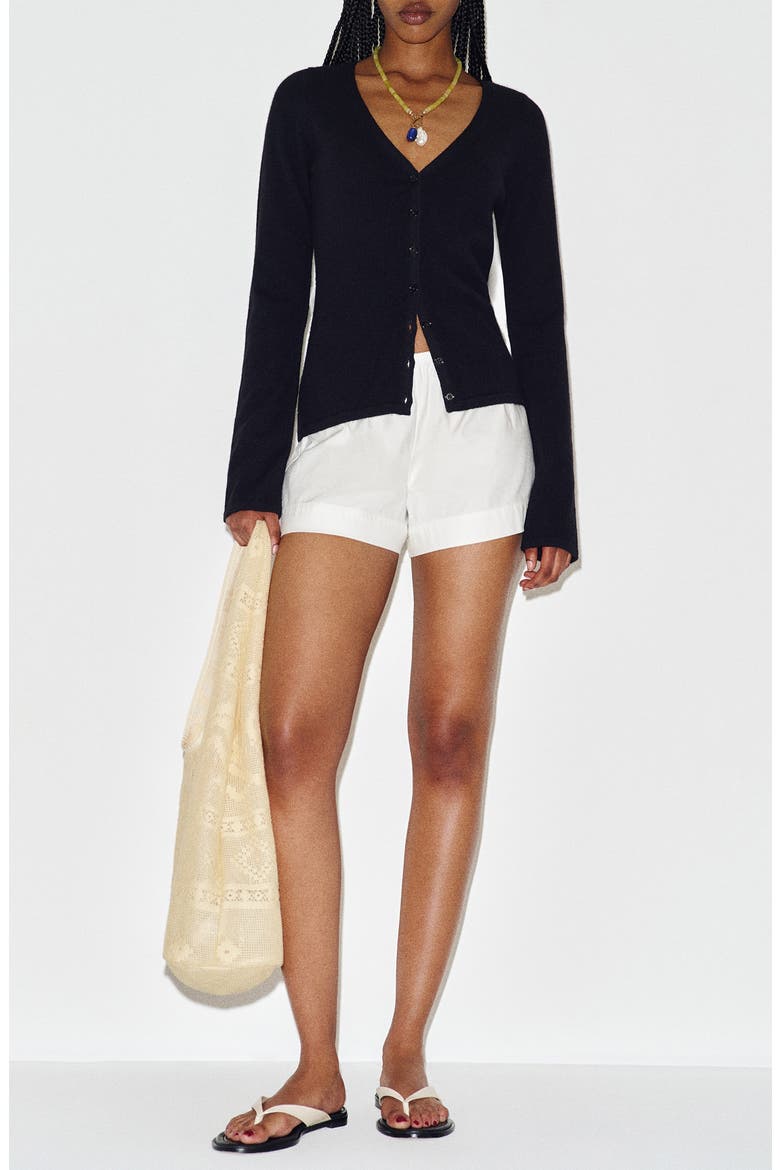 Bloom V-Neck Cashmere Cardigan, Alternate, color, BLACK