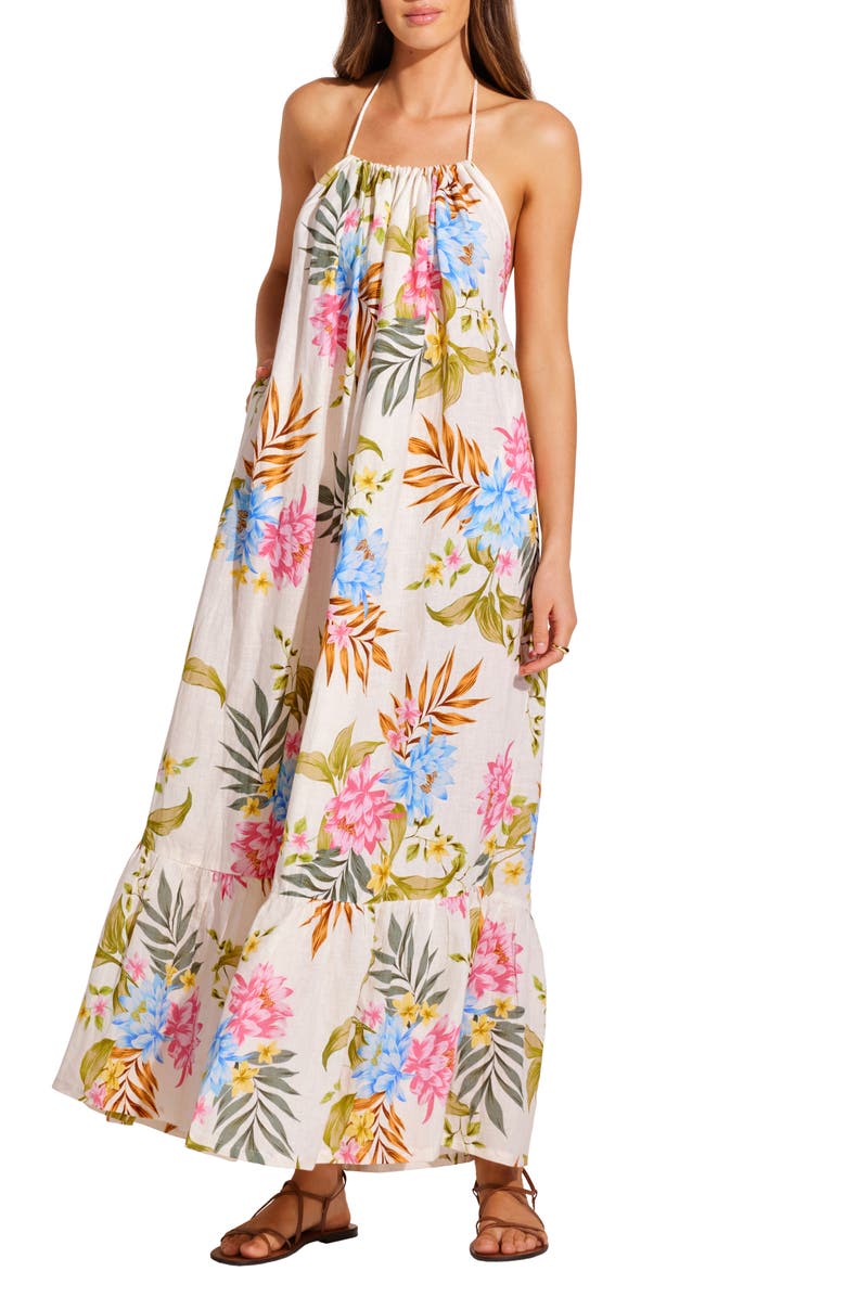 Vitamin A<sup>®</sup> Petra Floral Linen Cover-Up Maxi Dress, Alternate, color, 