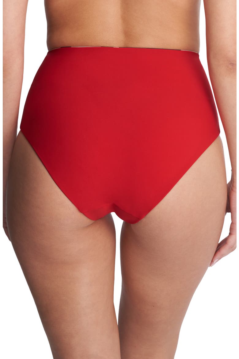 Reversible High Waist Bikini Bottoms, Alternate, color, CAMEL ZEBRA / POINSETTIA