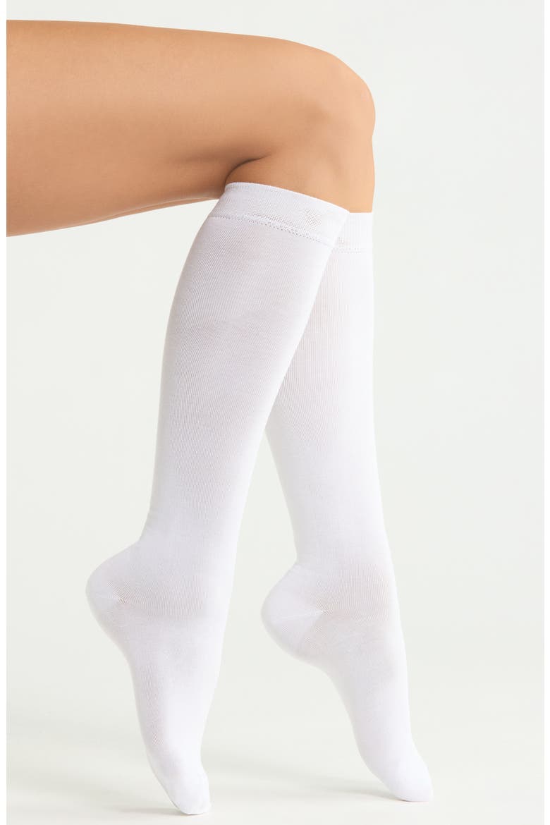 Assorted 2-Pack Everyday Flat Knit Knee High Socks, Main, color, WHITE