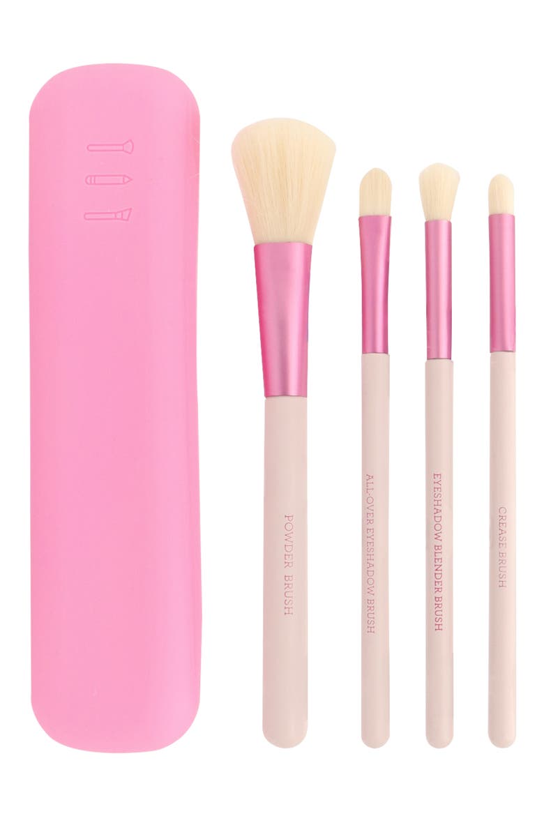 5-Piece Makeu-Up Brush Set with Carrying Case, Main, color, PINK