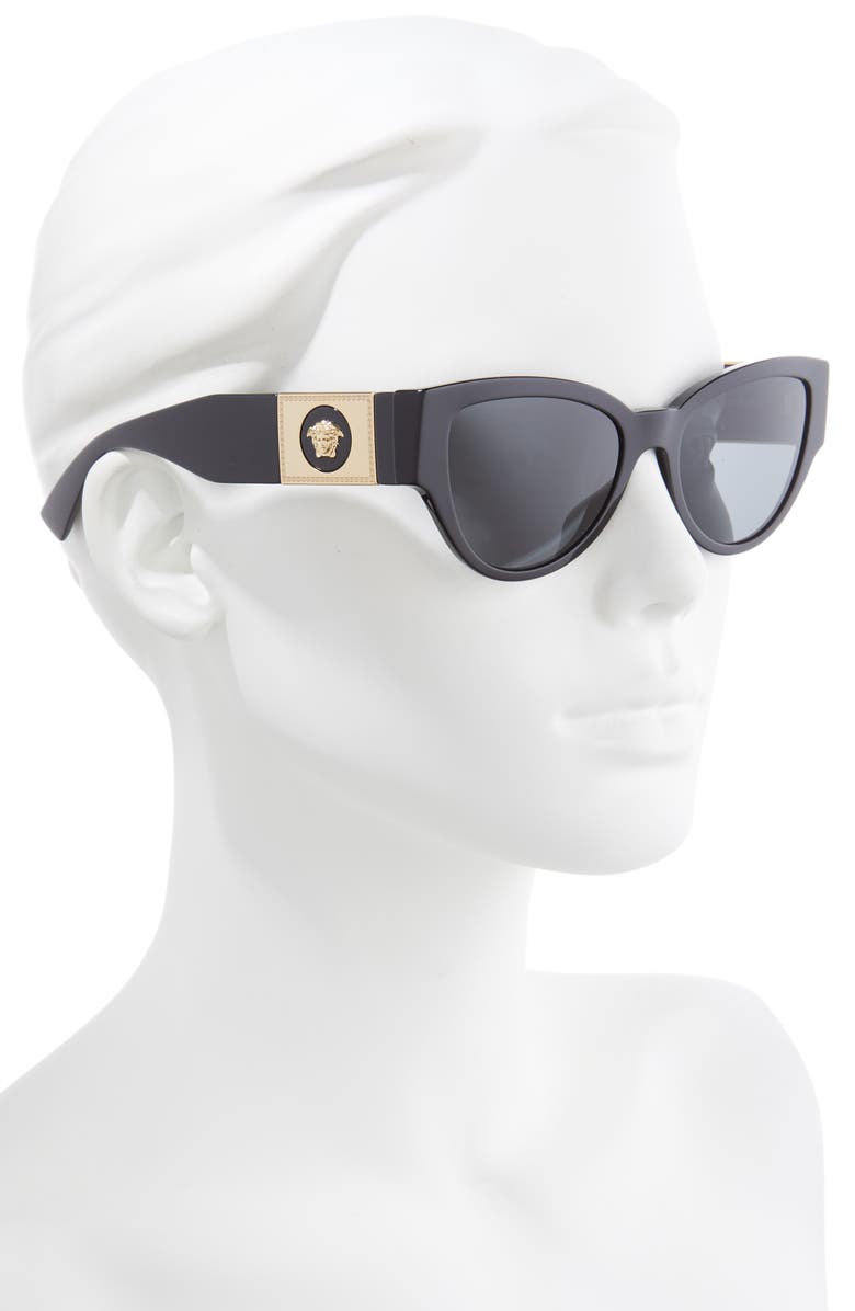 Versace Phantos 55mm Cat Eye Sunglasses, Alternate, color, Black
