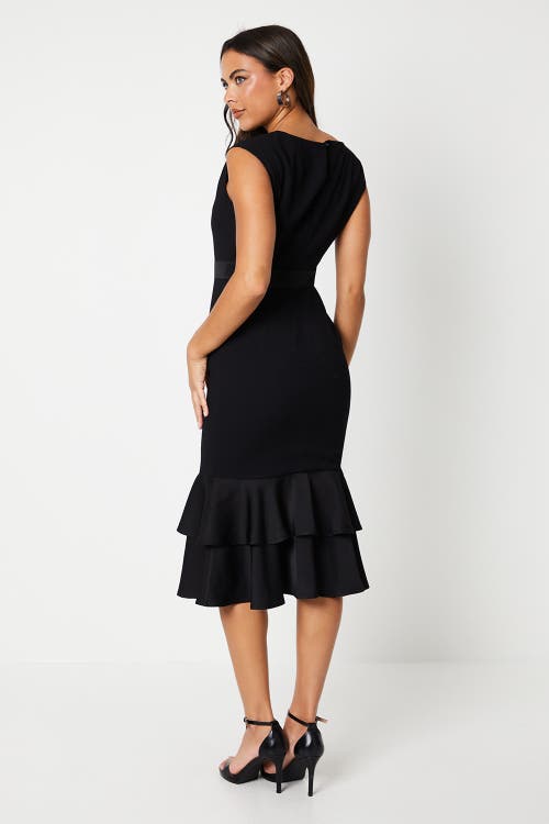 Coast Satin Back Crepe Dress With Peplum In Black