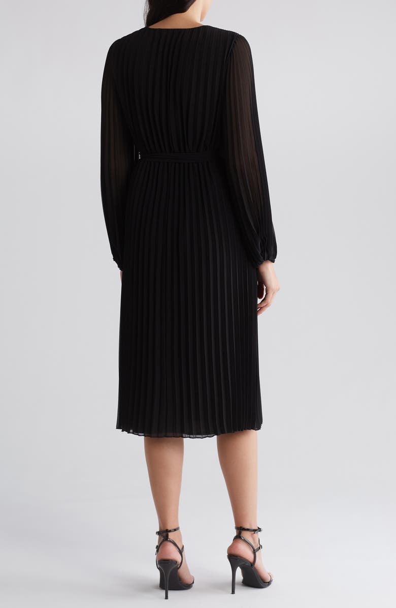 Sam Edelman Long Sleeve Plissé Dress, Alternate, color, 