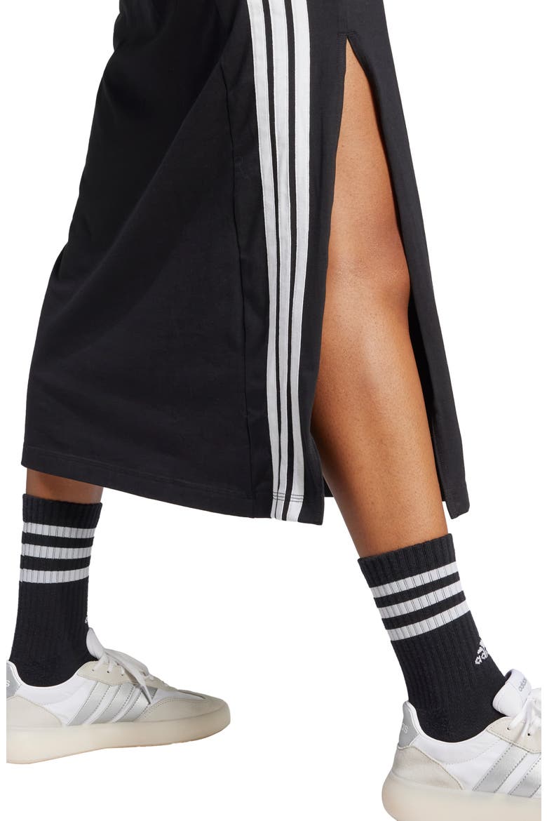 Essentials 3-Stripes Racerback Midi Dress, Alternate, color, BLACK/ WHITE
