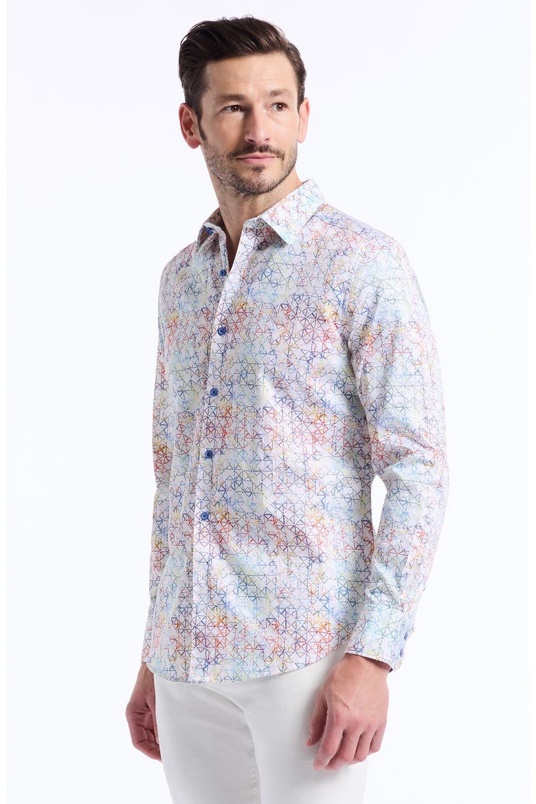 Geometric Cotton Button-Up Shirt, Alternate, color, MULTI