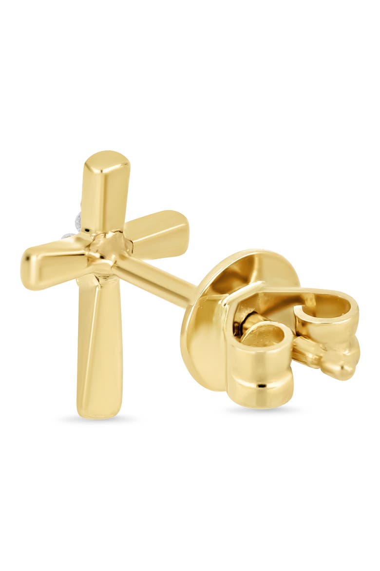 Icon 18k Gold Diamond Cross Stud Earrings, Alternate, color, 18KY