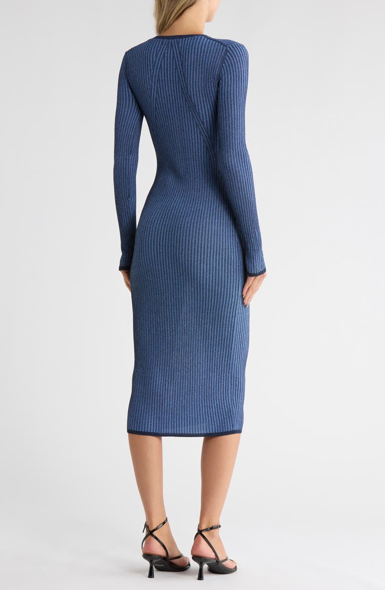 rag & bone Alexis Long Sleeve Ribbed Button-Up Sweater Dress, Alternate, color, Blue Multi