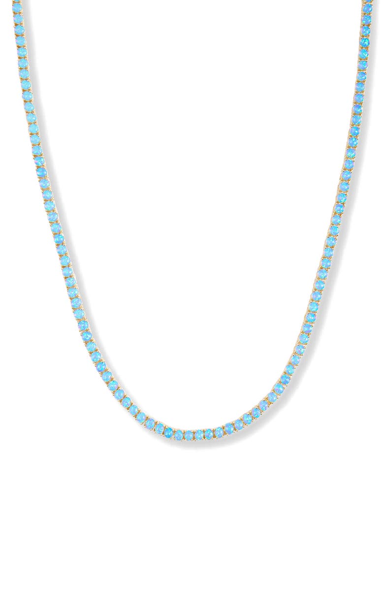 Melinda Maria Grand Heiress Lab Created Opal Tennis Necklace, Main, color, Gold-Blue Opal