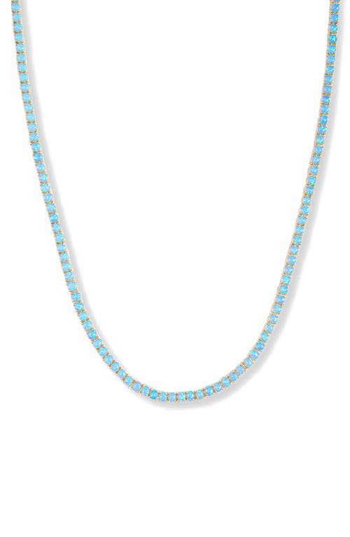 Melinda Maria Grand Heiress Lab Created Opal Tennis Necklace In Goldlue Opal