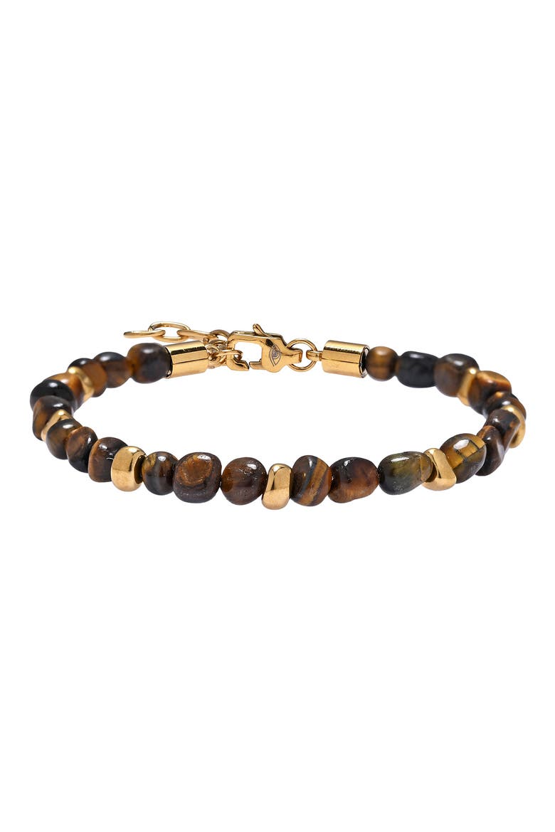 Men's Samuel Tiger's-Eye Beaded Bracelet, Main, color, GOLD