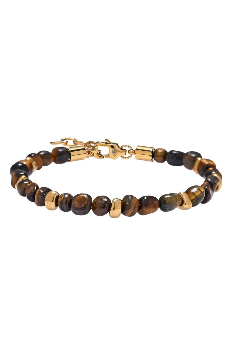 EYE CANDY LOS ANGELES Men's Samuel Tiger's-Eye Beaded Bracelet, Main, color, Gold