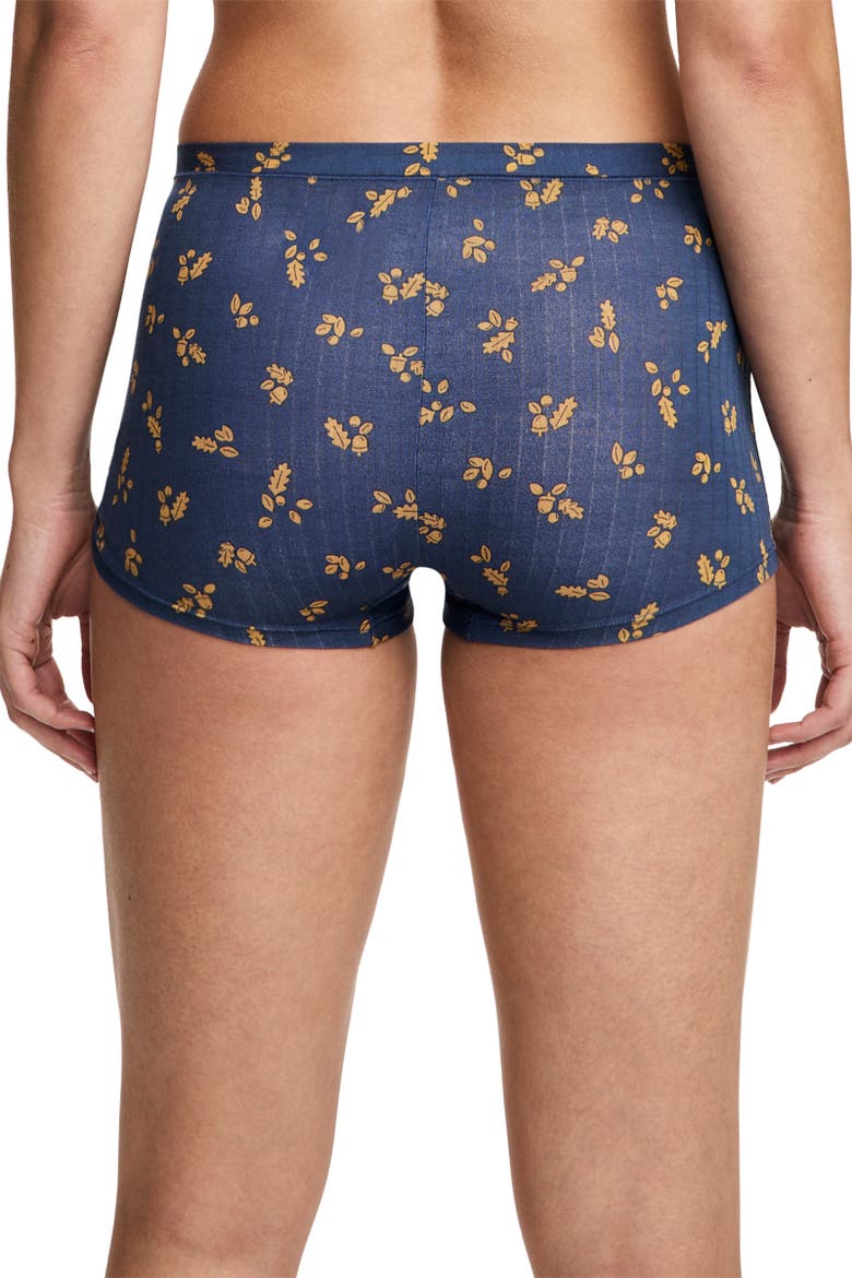 Women's Light & Airy Boyshort, Alternate, color, Woodcut Foliage