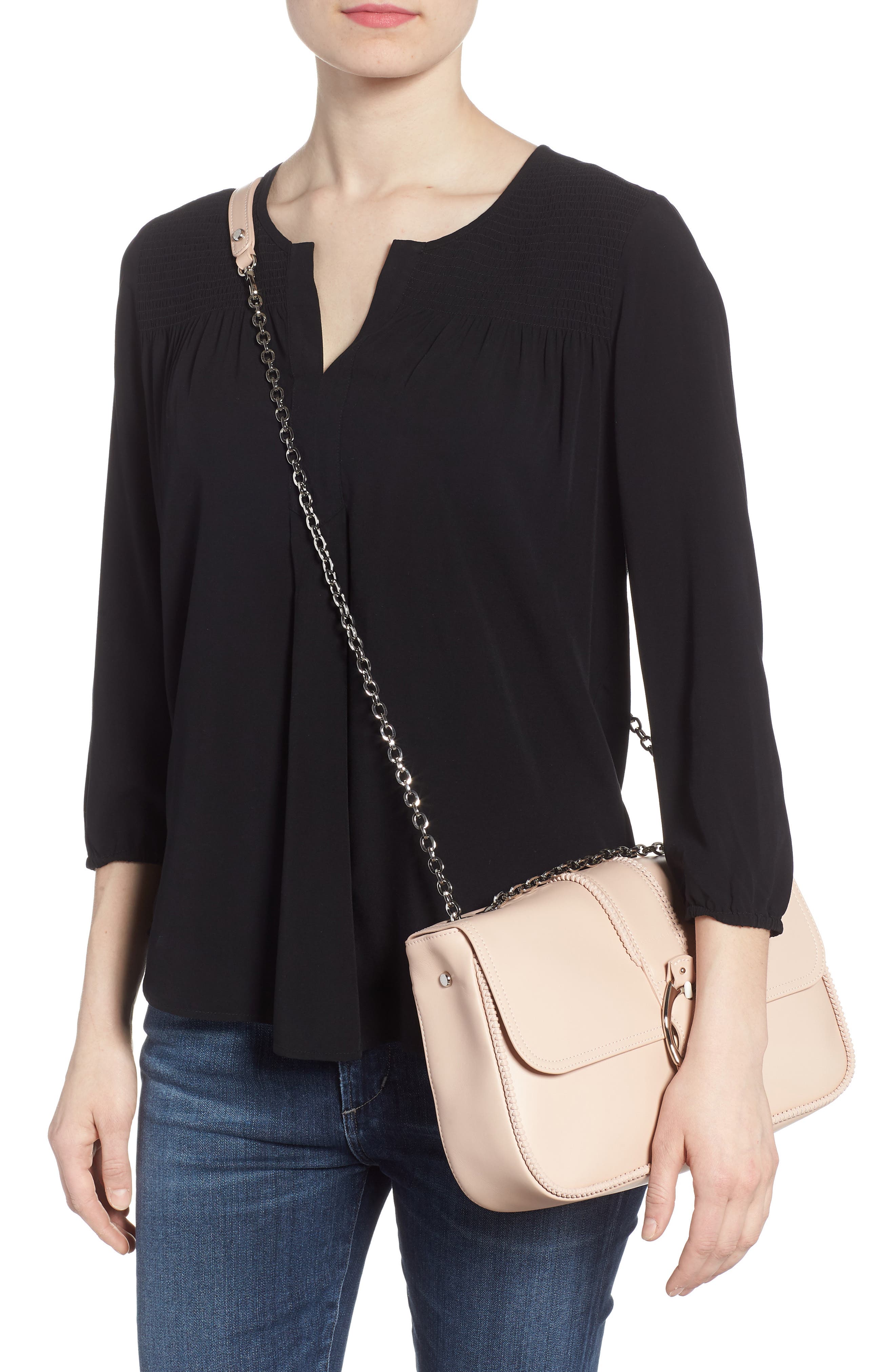 Longchamp Medium Leather Shoulder/Crossbody Bag, Alternate, color, Powder