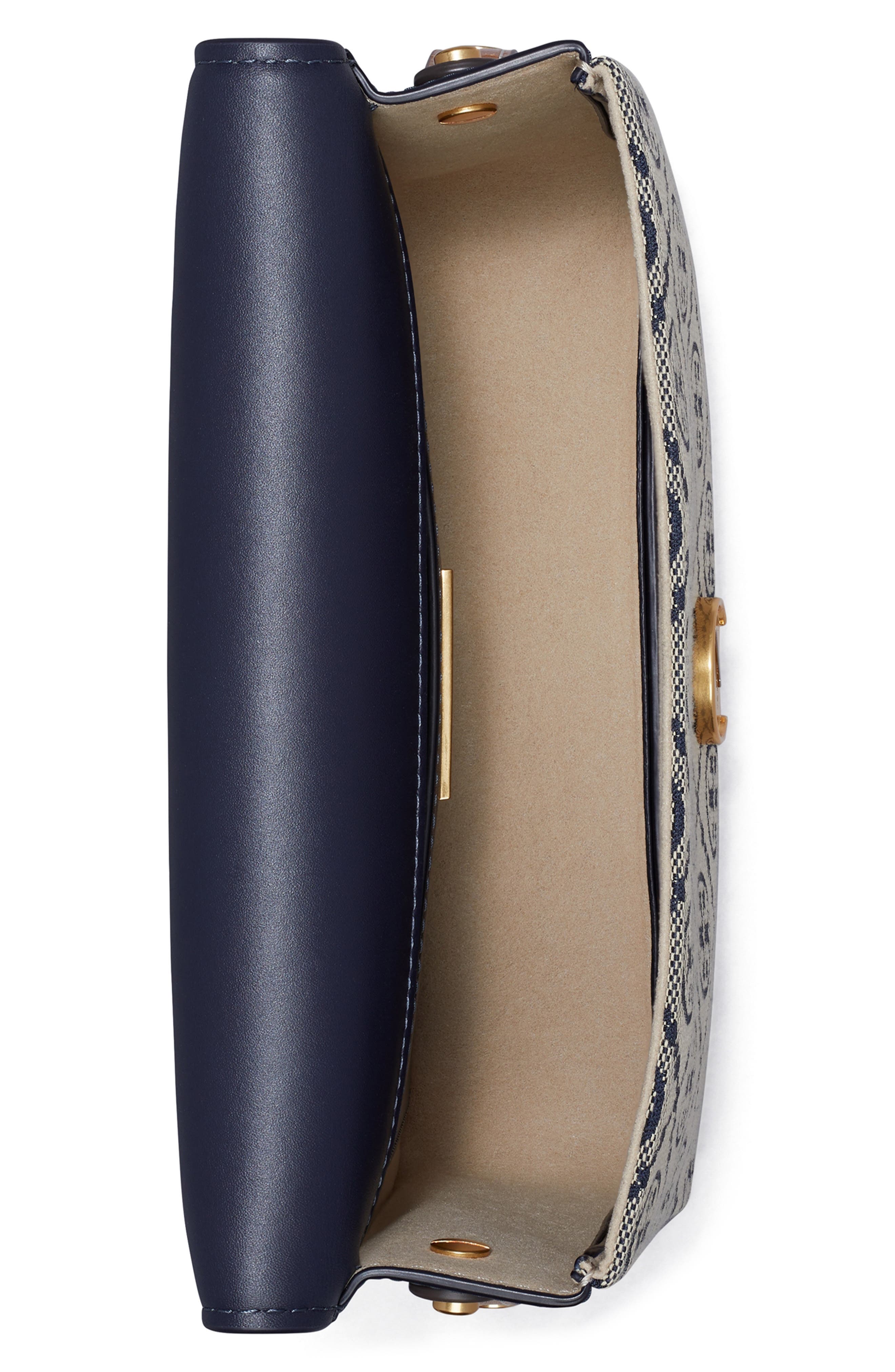 Tory Burch Robinson T Monogram Convertible Shoulder Bag, Alternate, color, Tory Navy