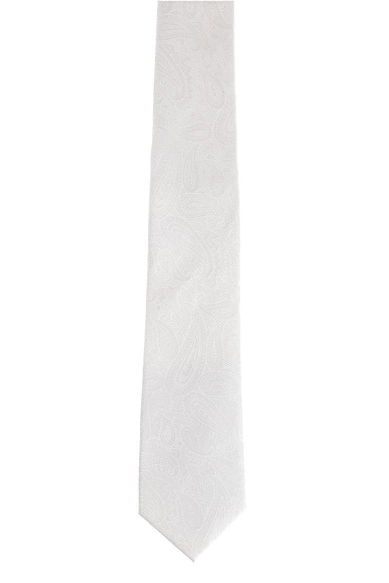 Banbury Paisley Silk X-Long Tie, Alternate, color, WHITE