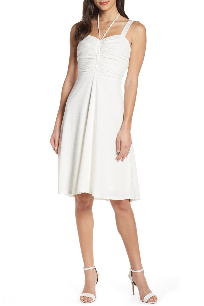 Smell the Flowers Fit & Flare Dress, Main, color, WHITE