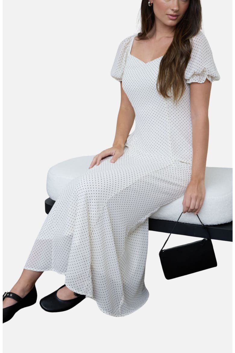 Print Puff Sleeve Maxi Dress, Alternate, color, CREAM