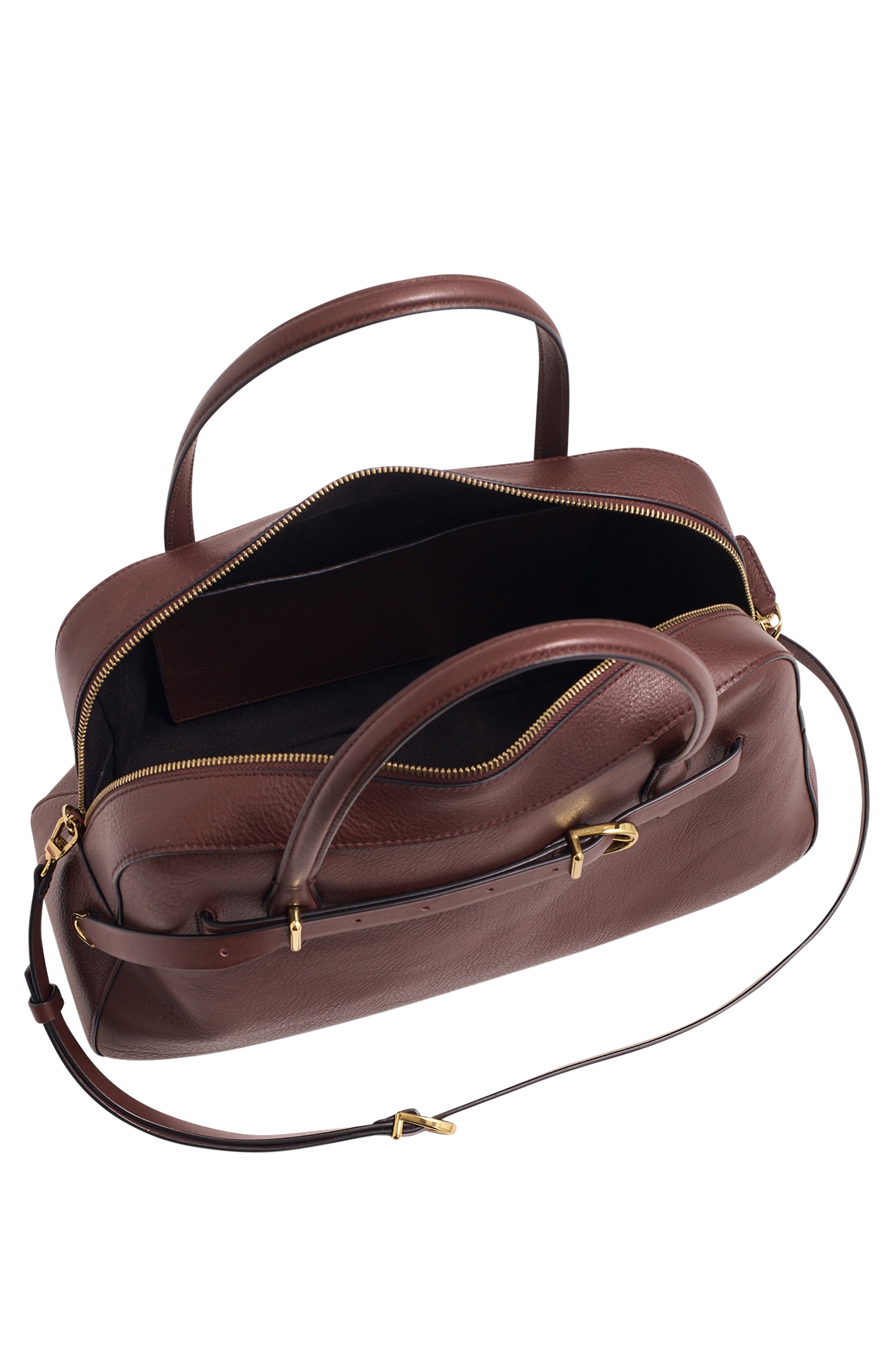 Madewell The Belted Satchel Bag, Alternate, color, Rich Brown