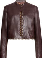 Etro Crop Studded Leather Jacket