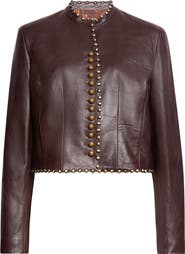 Etro Crop Studded Leather Jacket